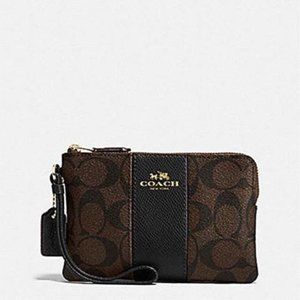 COACH Zip Wristlet In Signature Brown